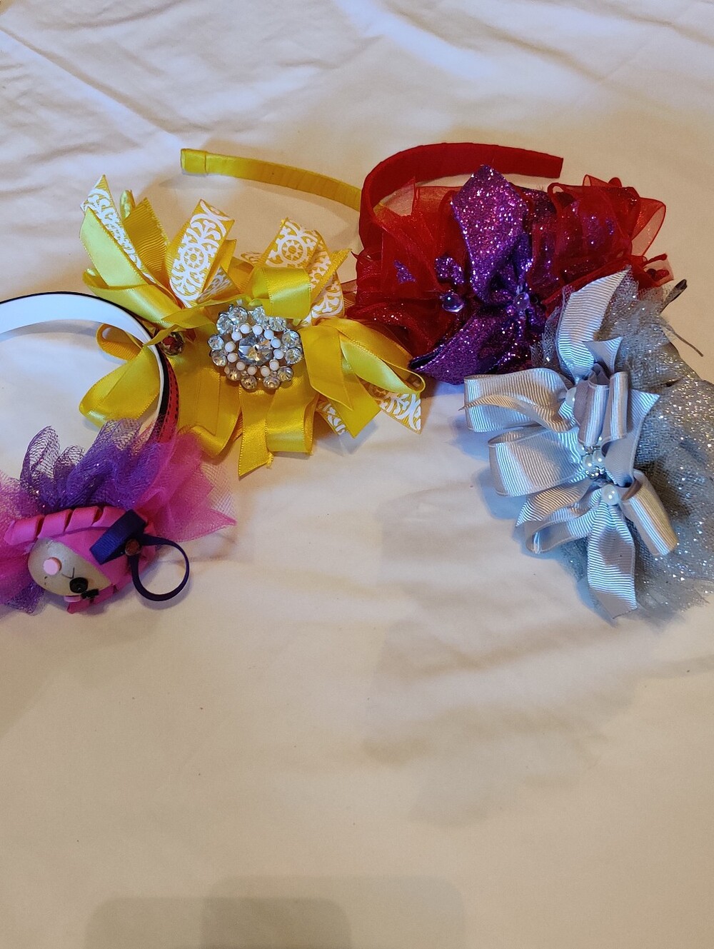 Colorful Kids Headband Set - Yellow, Red, Purple, Pink, Silver